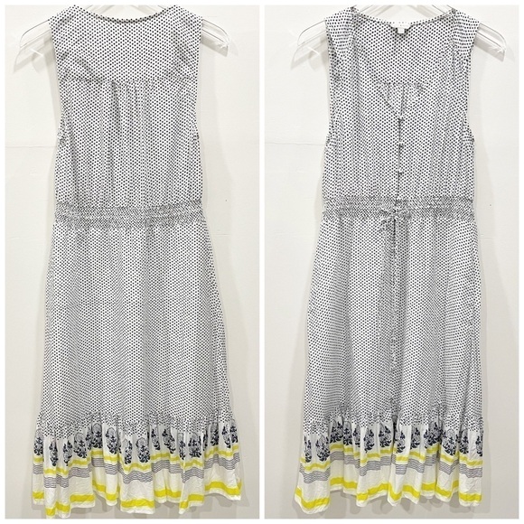 Lucky Brand Sleeveless Button Front Drawstring Long Midi Dress Polka Dot Medium - Picture 1 of 9